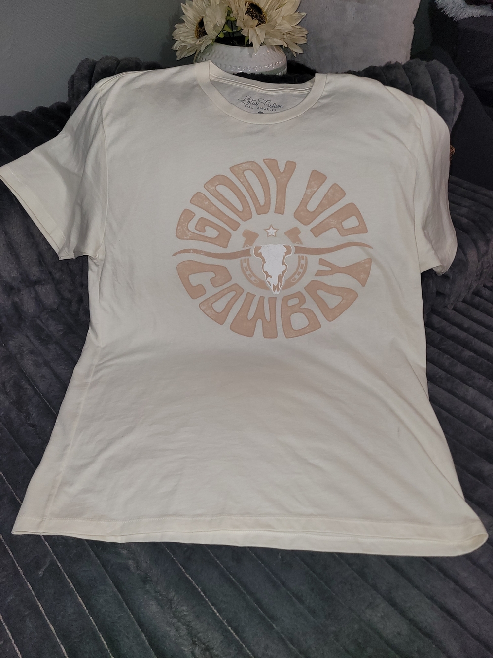 Giddy Up Cowboy Short Sleeve Tee - Cream